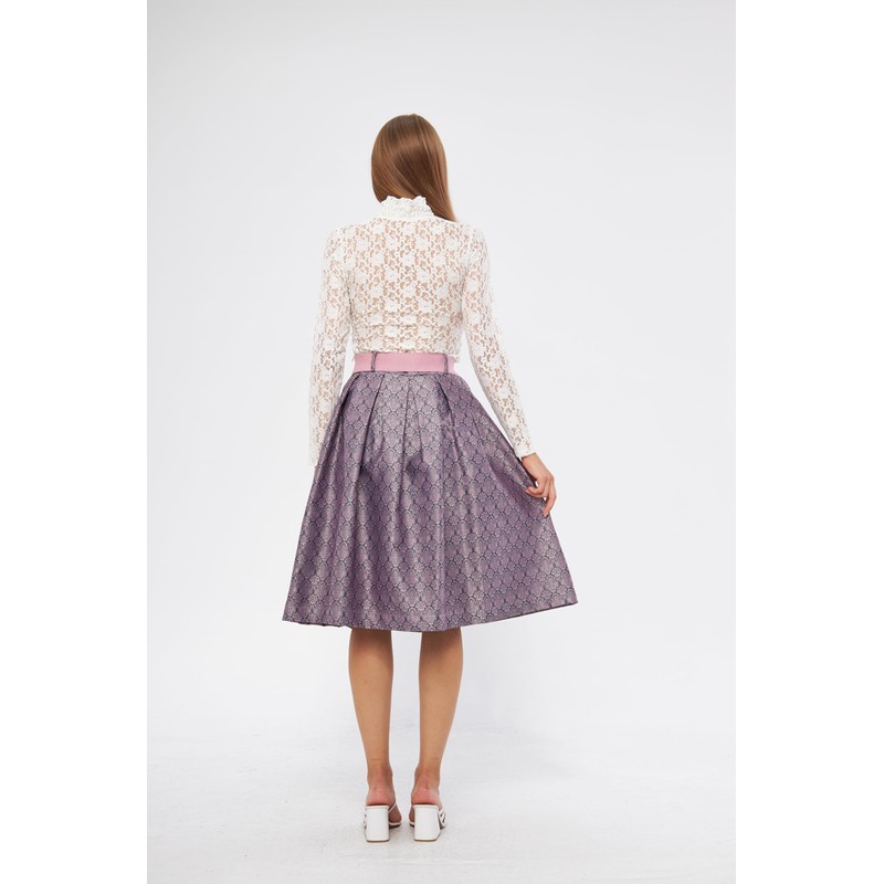 Lifos 0800 Dirndl Skirt, Costume Skirt with Belt Paisley Pattern,