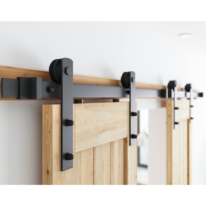 SMARTSTANDARD 6FT Heavy Duty Double Door Sliding Barn Door Hardware