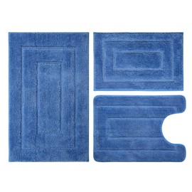 Bathroom Rugs Sets 3 Piece, with 20" x 28" U-Shaped Toilet Rug, Ultra Absorbent and Super Soft touch, Non-Slip, Microfiber Plush,Rectangular pattern, Quick Dry Bath Mats for Bathroom, Tub, bedroom