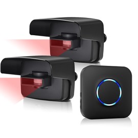 Wireless Driveway Alarm, Outdoor Weatherproof Motion Sensor & Detector with 600ft Range, Microwave Infrared Home Security Alert System for Driveway/Garage/Indoor/Outdoor (1 Receiver+2 Sensors)