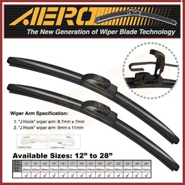 AERO Voyager 22" + 22" Premium All-Season Windshield Wiper Blades with Extra Rubber refills + 1-Year Warranty (Pack of 2) (Fits J-Hook Wiper Arms ONLY)