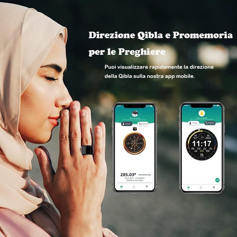 KEWAYO Anello Smart Tasbih, Contatore Preghiere, Clicker Digitale, Ricaricabile, Dito,
