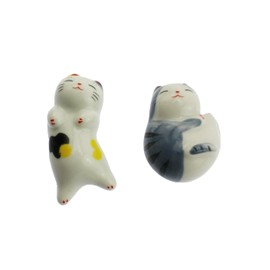 speed mao Cute Snooze Cat Ceramic Chopsticks Rest Caratry Set of 5