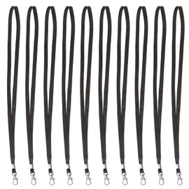 Premium 10 Pack Lanyards for id Badges , Bulk Nylon Black Lanyards for ID Name Badge Holder, Name Tag Holder, ID badge Holder, VIP, School, Office, Kids,Coach, Conference, Festival with Swivel Hook