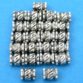 15g Bali Tube Beads Antq Silver Plated 6.5mm Approx 20