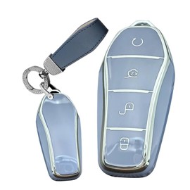 TECART Smart Car Key Holder Key Bag Fits BYD Atto 3 Han Tang Song Pro-DM-i Yuan Qin Seal Dolphin TPU Car Key Case Key Protector Key Fob 4 Buttons Blue