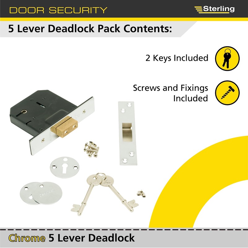 Sterling MLD525N 2.5-inch/67mm 5-Lever Deadlock - Nickel
