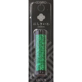 cosmo Nishikiito Glitter Embroidery Thread, 66.6 ft (20 m) Roll, Col.24, Green No. 77