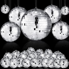 65 Pcs Mirror Disco Balls Ornaments Different Sizes Bulk Reflective Hanging Disco Ball Decorations 70s Disco Themed Party Decor for Christmas Wedding Party (6/3.2/2/ 1.2 in)