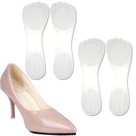 High Heel Cushion Inserts Women, ¾ Adhesive High Heel Relief Insoles Prevent Slipping, Silicone Invisible Cushioning Insoles, Arch Support Shoe Inserts for High Arch Flat Feet, 2 Pairs, Clear