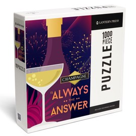 Lantern Press Champagne is Always The Answer, Champagne and Fireworks 1000 Piece Jigsaw Puzzle for Adults, Made in USA with Reference Poster