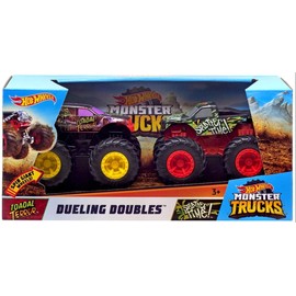 Monster Trucks Dueling Doubles Toadal Terror and Splatter Time - Each Truck Measures 5"x3.25"x4.25" - Revving Wheels!