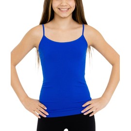 Malibu Sugar Girl’s Full Sleeveless Cobalt Camisole Tank Tops – Stretch Undershirts Comfortable Camis (One Size Fits Ages 10-14)