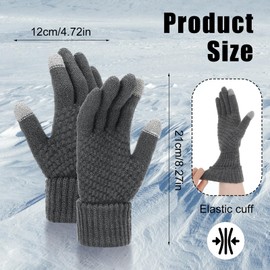 Abeillo Women's Winter Warm Touchscreen Gloves, Thermal Knit Soft Fleece Lined Glove Winter Texting Gloves Elastic Cuff Glove (Brown)