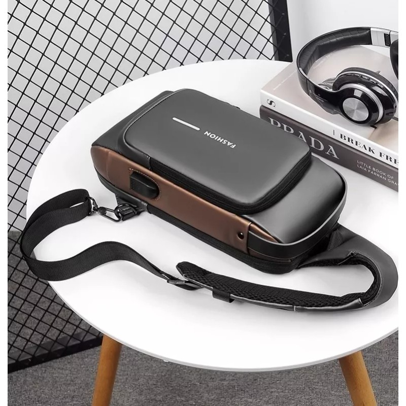 yuqing.fc Pechera Mochila Cruzada Para Hombre Lujo Antirrobo Carga Usb