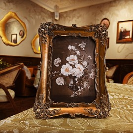 BILXIM 4x6 Vintage Picture Frame, Antique Bronze Gold Ornate Photo Frame for Wall Hanging or Tabletop Display, Decorative Floral Design Retro Home Decor, Photo Gallery Art