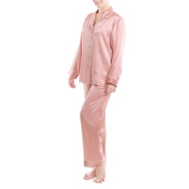 OSCAR ROSSA Women's Luxury Silk Sleepwear 100% Mulberry Silk Pajamas Set, Bridal Rose, S