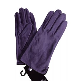 Lauer Women's Genuine Suede Leather Gloves, Medium, Purple