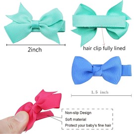 80 piezas 2 tipos Lazos para El Pelo para Niñas Clips para Bebés Moños Lazos para El Pelo para Niñas Lazos de Cinta de Grogrén Lazos para Clips para Niños Moños para Clips para Niñas Pequeñas