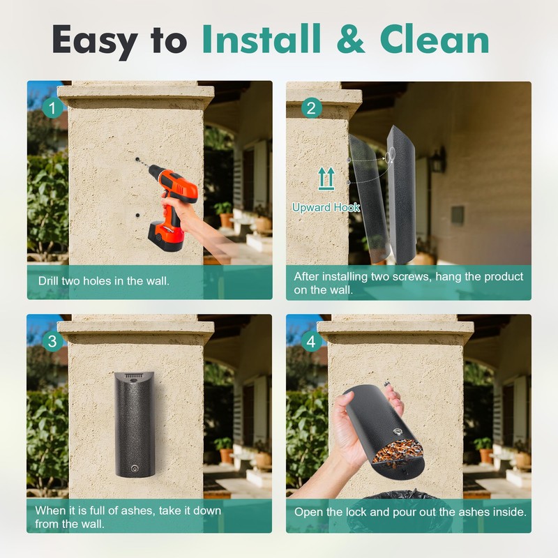MHHQ Wall Mounted Trash Can Outdoor Commercial Receptacles Container Disposal