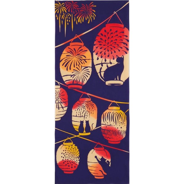 Miyamoto-Towel kenema 50152 Tenugui, Made in Japan, 13.8 x 35.4 inches (35 x 90 cm), Summer Fireworks, Firework Light,