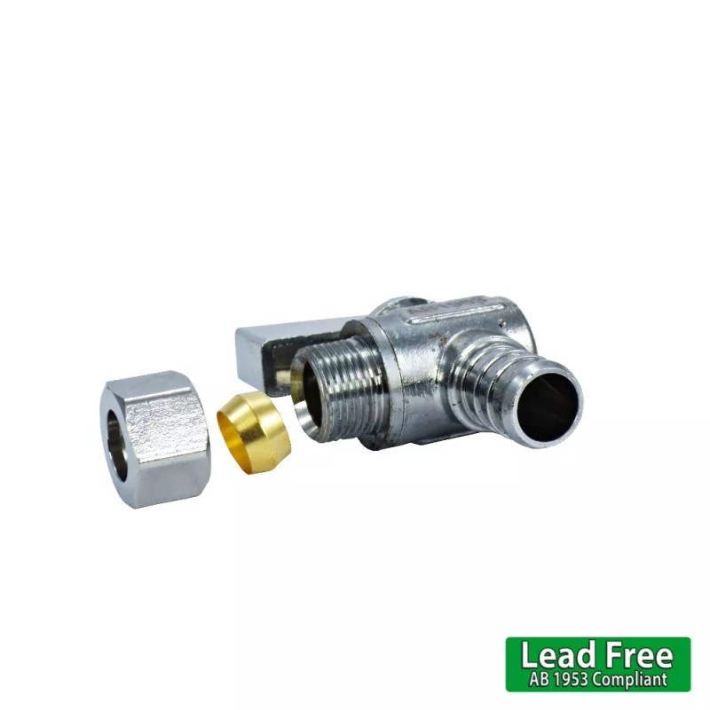 PEX GUY 1/2" PEX x 3/8" OD Ball Valve ANGLED