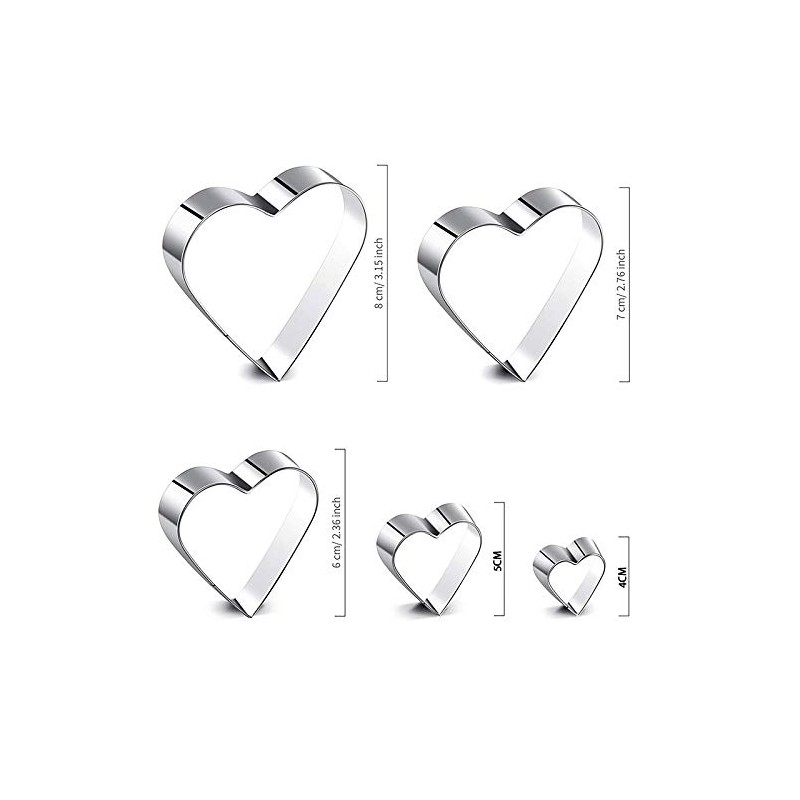 Plouluyt 5 Piece Heart Shape Cookie Cutter Set Valentine Cookie