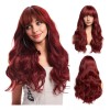 generic Peluca Larga Rojizo Marrón Rizada Ondulada Con Flequillo