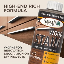 SamaN Interior Water Based Wood Stain - Natural Stain for Furniture, Moldings, Wood Paneling, Cabinets (Canadian Maple TEW-210-12, 12 oz)