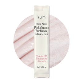 SU:M Micro-Active Pink Vitamin Bubbletox Mask Pack (0.13 fl oz x 14ea) - Korean Skincare – Deep pore cleansing, hydration with Fermented Pink Vitamin 12, Hibiscus, Kaolin & Bentonite