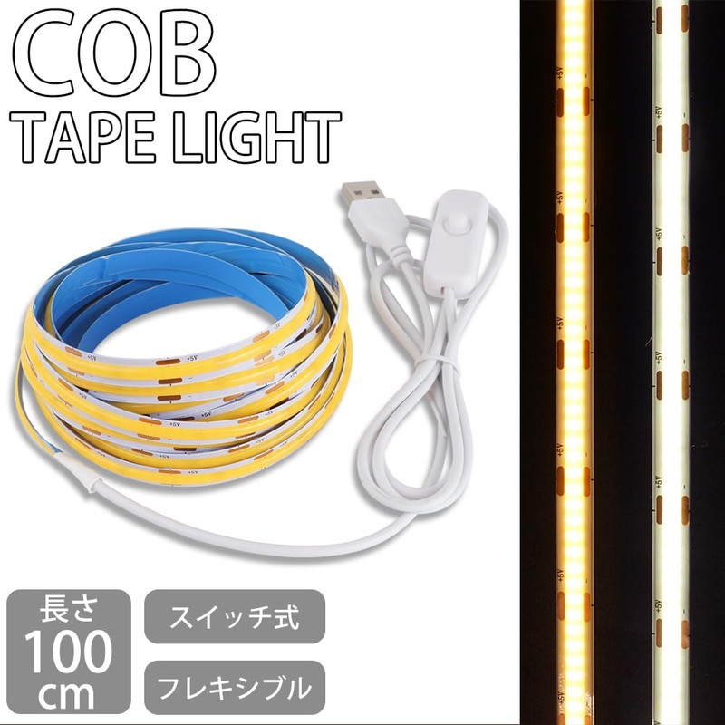prendre COB PR-SWCOB100-WH Tape Light, Switch Type, Rope Light, String