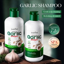 Garlic Shampoo, a natural conditioning formula that gently cleanses the scalp with natural extracts
