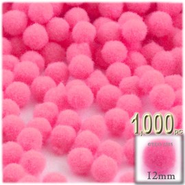 The Crafts Outlet 1,000-Piece Multi Purpose Pom Poms, Acrylic, 12mm/About 0.5-inch, Round, Hot Pink