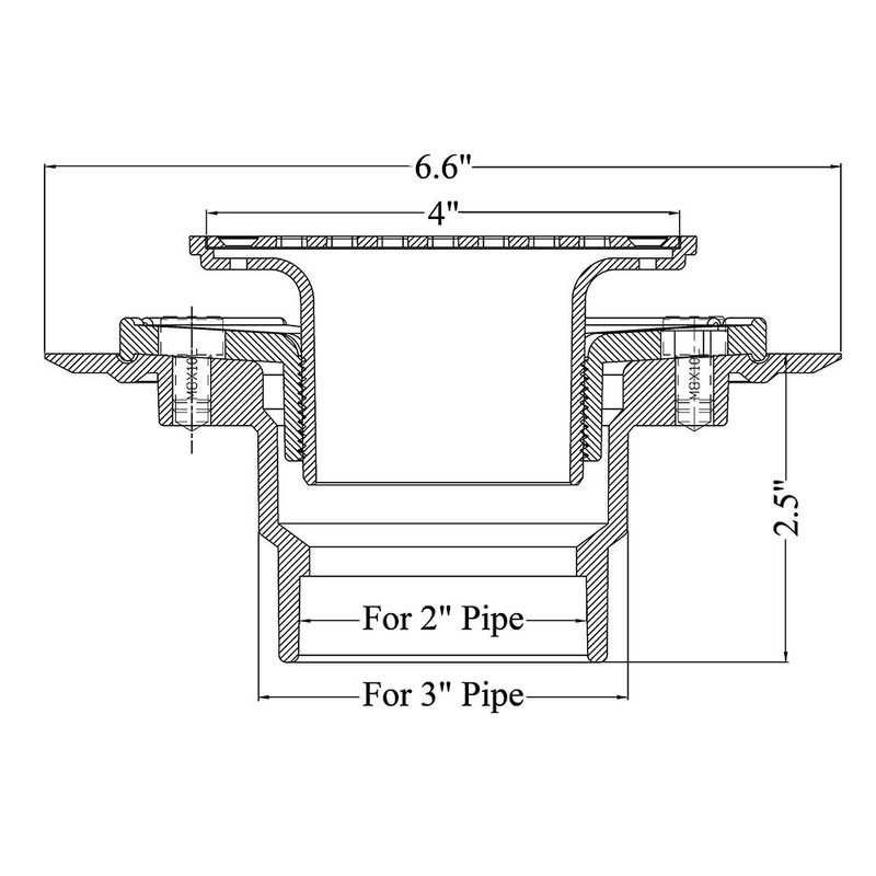 Annde 4-1/4 Square Floor Shower Drain, Shower Drain Base for