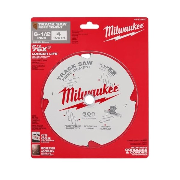 Milwaukee 4 Teeth Fibre Cement Track Saw Blade, 160 mm