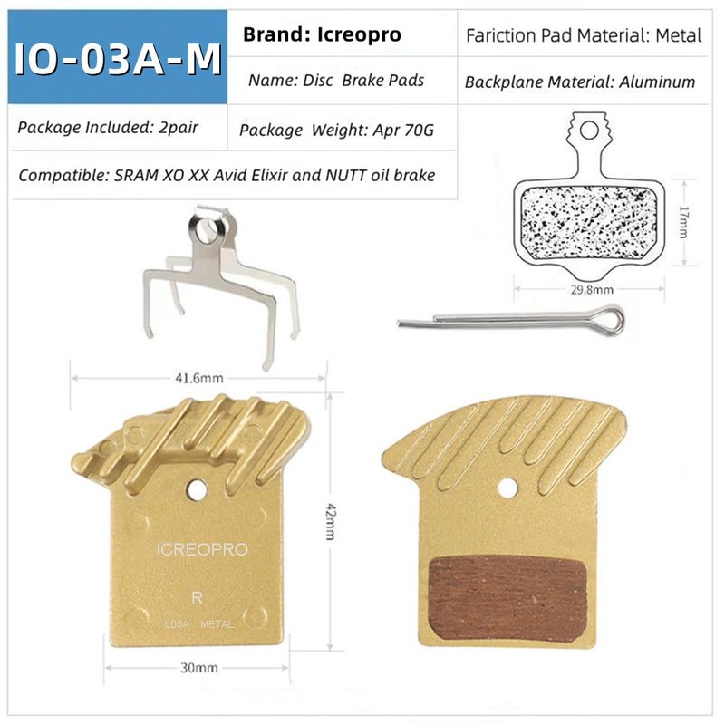 Hydraulic Disc Brake Pads with Cooling Fin, 2Pair Bicycle Brake