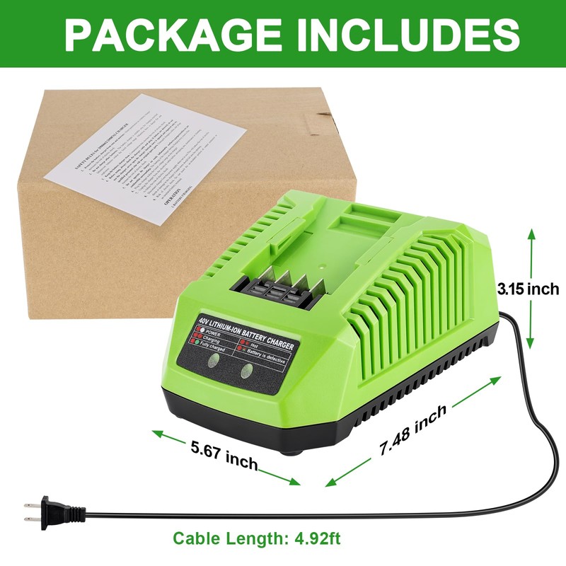 GRVODFRTA 40 Volt Battery Charger Compatible with Greenworks 40V G