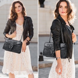 Travistar Bolsa Crossbody Mujer Bolsos de Embrague con Estampado de Serpiente Bolso Pequeño Cadena de Cuero Bolso Cruzada para Mujer/Dama/Fiesta/Noche Bolsas de Mujer Bolsa de Mano Piel