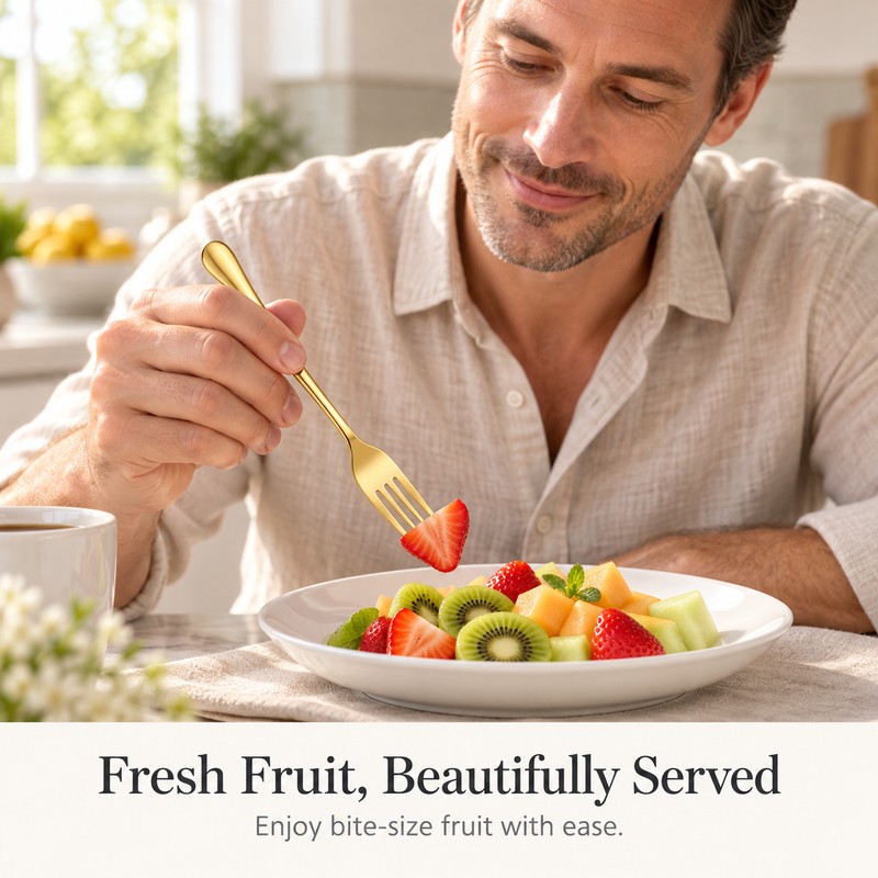 5-Piece Gold Dessert Fork Set – 410 Stainless Steel Fruit
