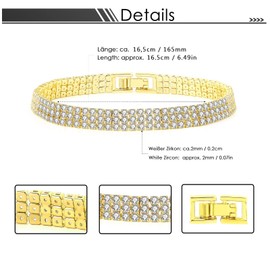 GW Tennis Bracelets for Women, Girls Bracelet Gold, Silver, Cubic Zirconia, Crystal Bracelets, Bangle for Women, Crystal Metal, Cubic Zirconia