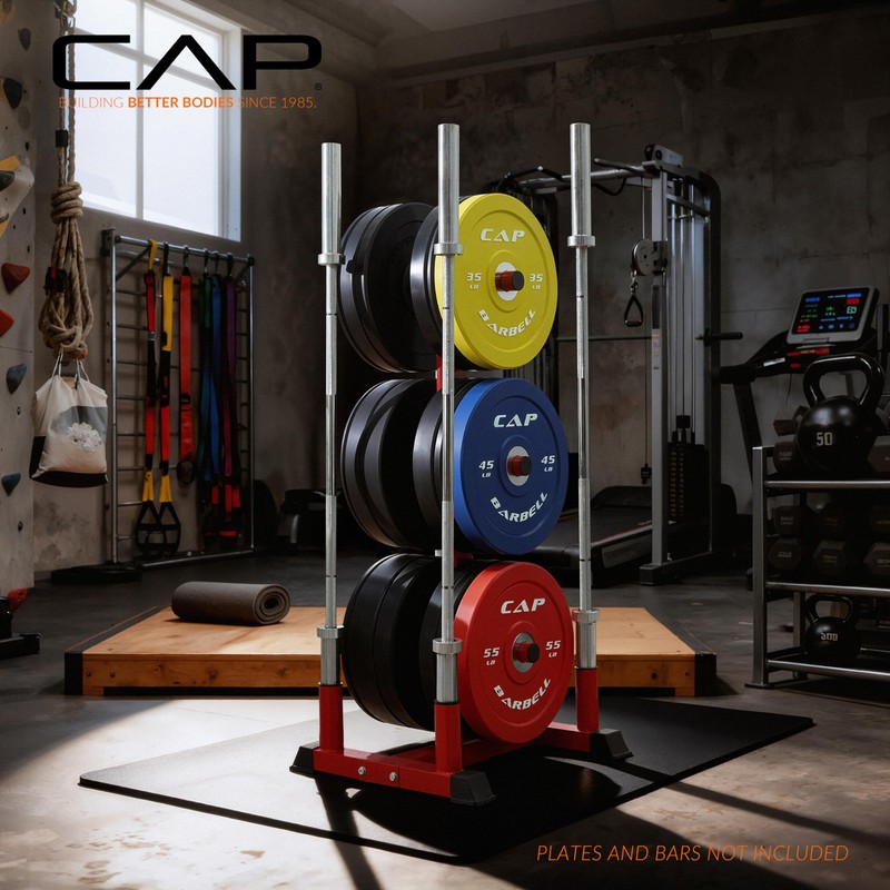 CAP Barbell Olympic Bumper Plate Tree Rack with 6 Weight