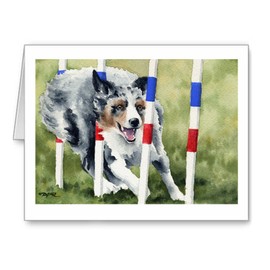 DJ Rogers Fine Art Australian Shepherd Agility- Set of 10 Note Cards With Envelopes
