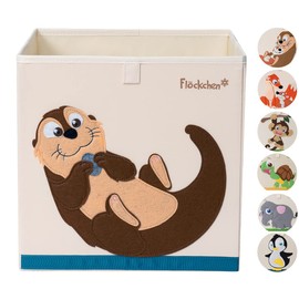 Flöckchen Children's storage box, toy box for children's room, toy box (33 x 33 x 33 cm) fits in the Kallax shelf, children’s animals motif