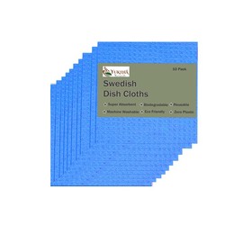 Yuktha Swedish Dishcloths for Kitchen - Eco Friendly Reusable Paper Towels, Absorbent Cellulose Sponge Cloth for Cleaning Kitchen - 10 Pack (Blue)