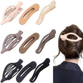 LifeDawn 9 Pack Flat Hair Clips, French Concord Flat Hair Clips for Women Girls, 3 Styles Claw Clips for Thick Thin Hair Strong Hold Duck Billed Clips Barrettes Accessories,Neutral Color