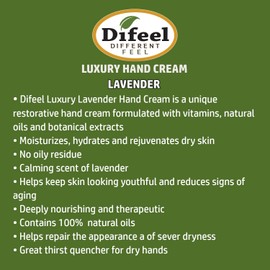Difeel Delightful Moisturizer Hand Cream - Lavender with 100% Pure Natural Oil and Vitamin E 1.4 ounce (6-Pack)