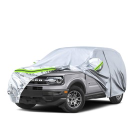 Waterproof Car Covers Replace for 2021-2025 Ford Bronco Sport, 6 Layers Silver All Weather Car Cover with Zipper Door & Windproof Bands for Snow Rain Dust Hail Protection