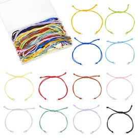 UNICRAFTALE 36pc 12 Color Nylon Twist Cord Adjustable Braided Link Chain Bracelet Making Set 5.11 inch(13cm) Slider Bracelets for Jewelry Making