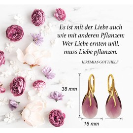 925 Silver Hanging Earrings with Austrian Crystal - Jewellery for Women and Girls - Pendant Earrings Ideal for Gifts for Women Ladies Silver Gold-Plated 24, Sterling Silver, Crystal
