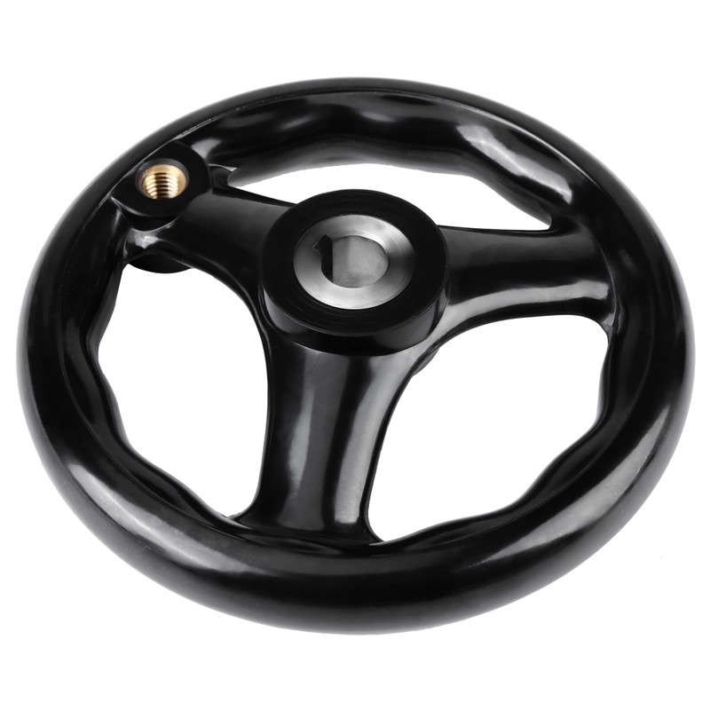 1PC 12*125mm Black Round 3 Spoke Hand Wheel for Lathe